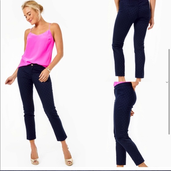Lilly Pulitzer - Kelly Textured Ankle Length
Skinny Pant Midnight Navy - SIZE 2 - Picture 2 of 16